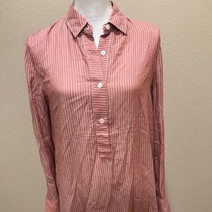 Max Studio Red & White Striped Button Down
